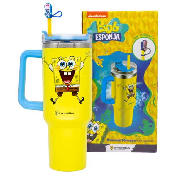 Canecão Copo Térmico c/ Pingente Bob Sponja 1,15L