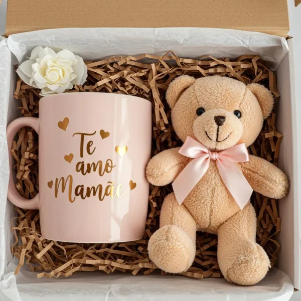 KIT Presente Te Amo Mãe - Caneca & Pelúcia
