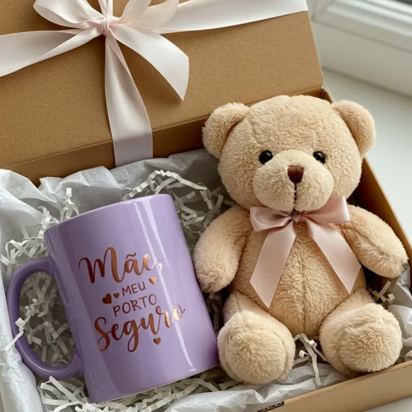 KIT Presente Mãe Meu Porto Seguro - Caneca & Pelúcia