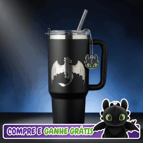 🖤 Copo Minimalista Térmico Banguela + Pingente Brinde 1,15 L