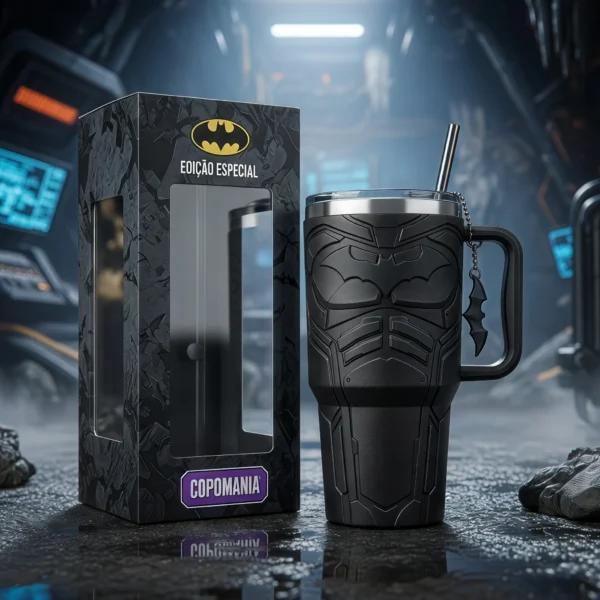 🦇 Copo Térmico Batman + Pingente Batarang 1,15 L