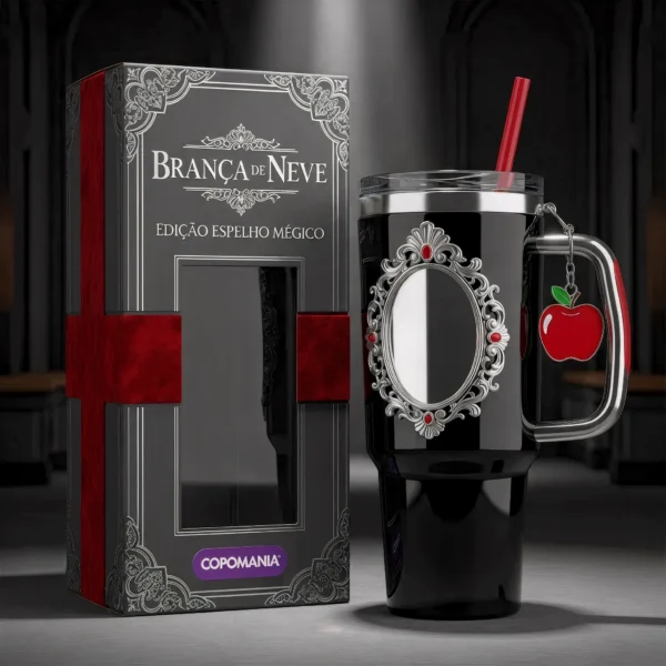 🍎 Copo Térmico Branca de Neve + Pingente Maçã 1,15 L