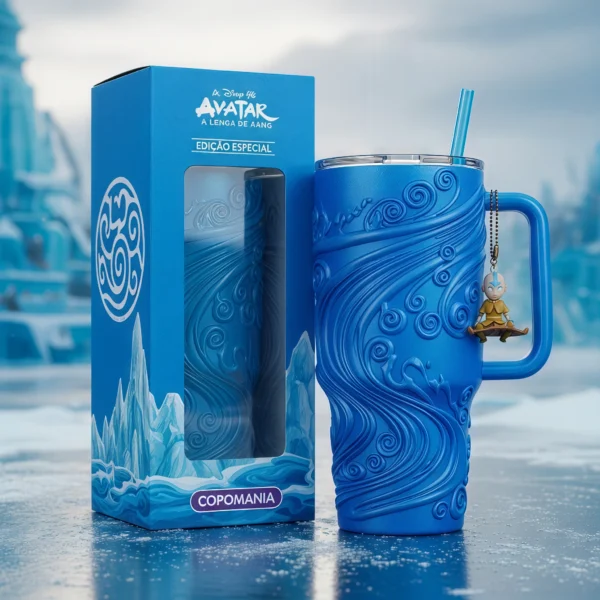 💧 Copo Térmico Avatar – Tribo da Água + Pingente Aang 1,15 L