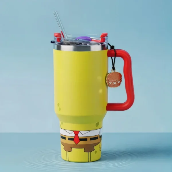 🍔 Copo Térmico Bob Esponja Uniforme 1,15 L + Pingente Brinde