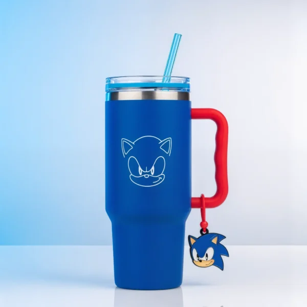 🌀 Copo Térmico Sonic Azul 1,15 L + Pingente Brinde