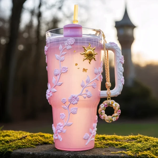 🌺 Copo Térmico Rapunzel Jardim Florido | 1,15 L