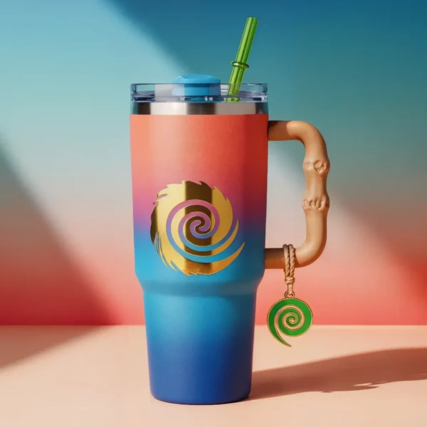 🌺 Copo Térmico Maui Espiral Tribal 1,15 L + Pingente Brinde