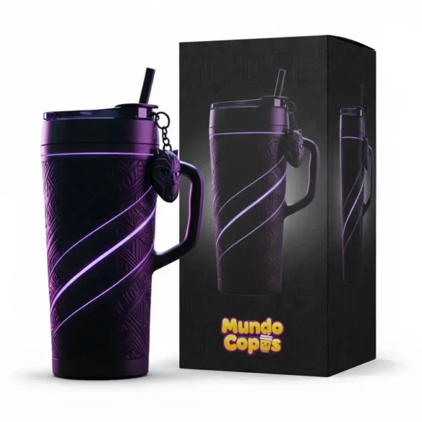 Copo Térmico + Pingente Pantera Negra 1,15L