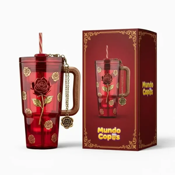 🌹 Copo Térmico Bela no Salão Encantado | 1,15 L
