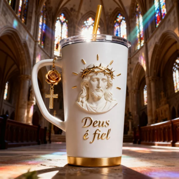 ✝️ Copo Térmico “Deus é Fiel”