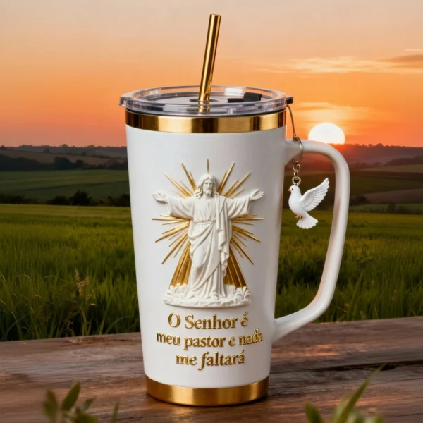 ✝️ Copo Térmico “O Senhor é Meu Pastor”