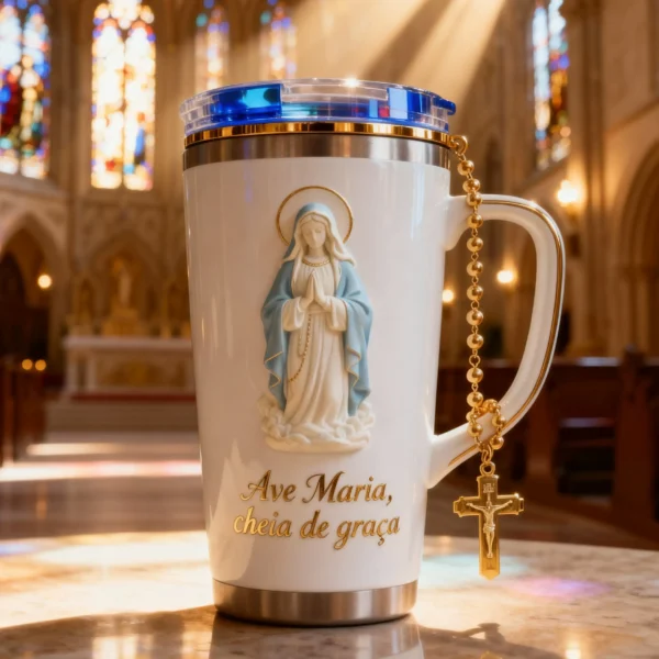🙏 Copo Térmico “Ave Maria, Cheia de Graça”