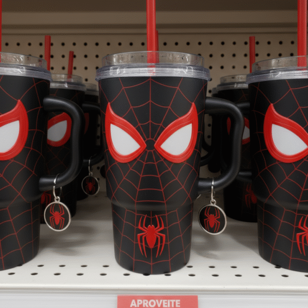 Copo Térmico Homem-Aranha (Miles Morales) | 1,15L + Pingente GRÁTIS