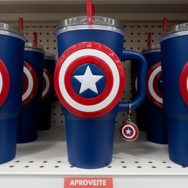Copo Térmico Capitão América | 1,15L + Pingente GRÁTIS