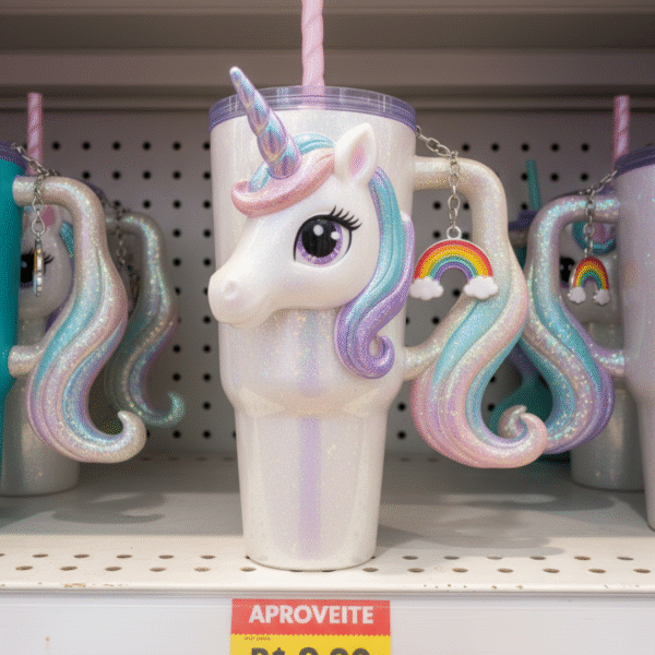 Copo Térmico Unicórnio | 1,15L + Pingente GRÁTIS