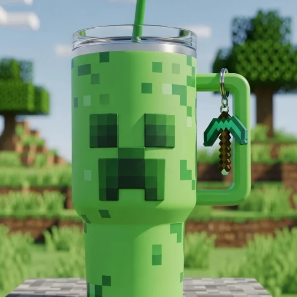 Copo Térmico Creeper 2025 Minecraft  + Pingente Picareta 1,15 L