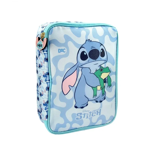 Estojo Box Grande Escolar Stitch Disney Com Divisórias