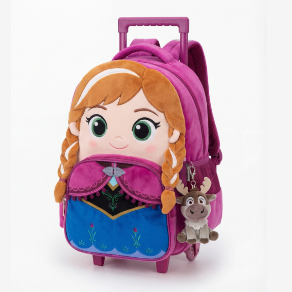 Mochila de Rodinhas Infantil Pelúcia 3D Anna (Frozen)