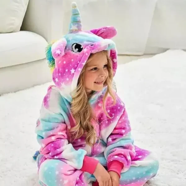 Pijama Infantil Unicórnio Fofura - Kigurumi Arco Iris